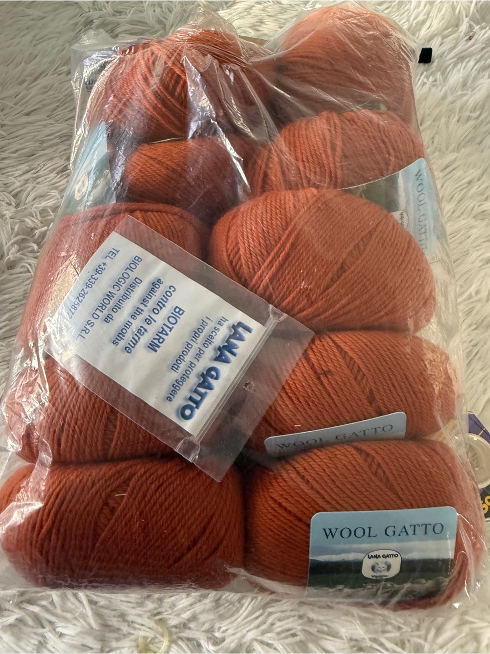 Lana Gatto Wool Gatto 10 balls original packaging in Burnt Orange/rust
